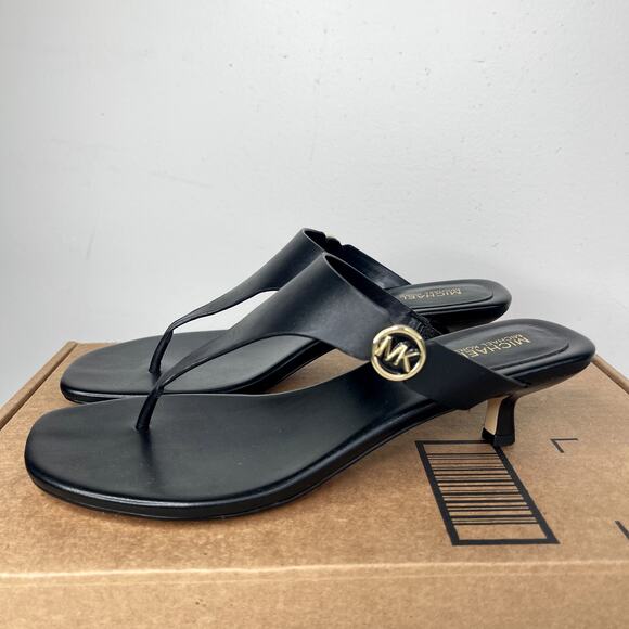 Michael Kors | Women's | 7 | Lucinda Kitten Slide | Black | Leather | Sandal - Picture 6 of 7